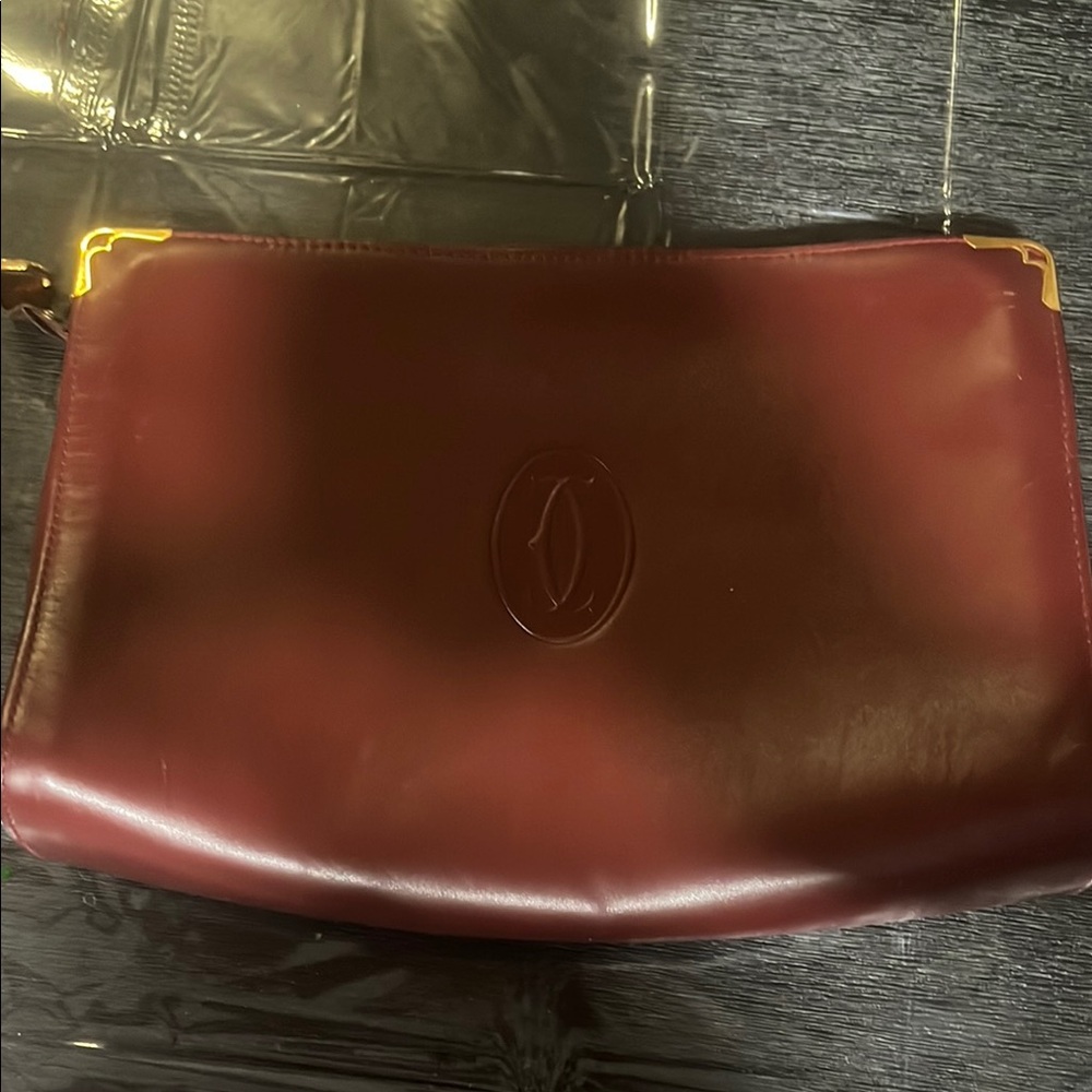 Cartier Burgundy Leather Men's Bag